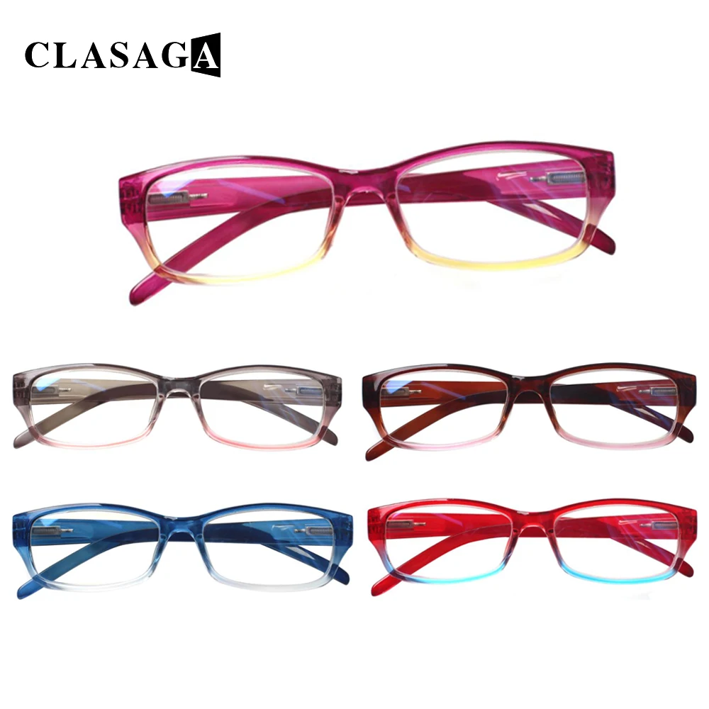 

CLASAGA 5 Pack Blue Light Blocking Reading Glasses Spring Hinge Men and Women Anti UV Computer Diopter Eyeglasses +1.0+3.0+4.0