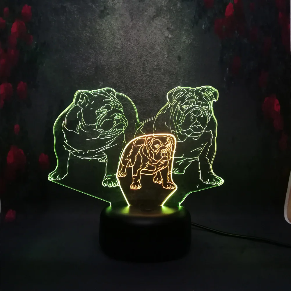 Иллюзия визуальный светодиодный 3D стерео настольная лампа собака Pooch семейная