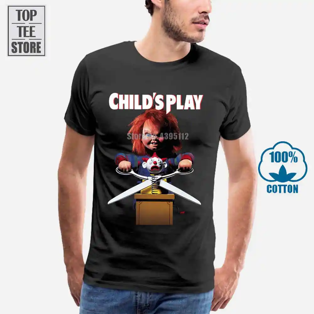 Chucky Childs Play 2 винтажная черная футболка с изображением фильма ужасов для мужчин