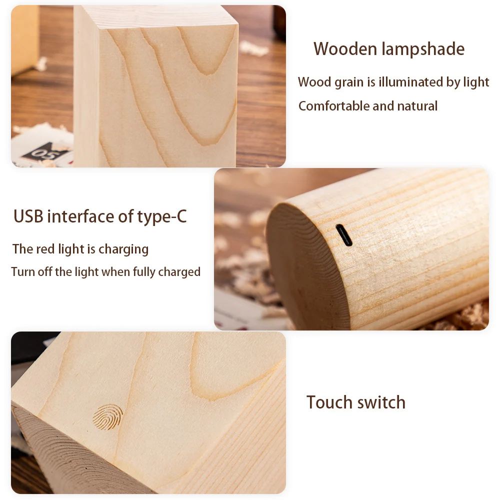 

Solid Wood Decorative Lamp Bedroom Bar Study Coffee Shop Restaurant Decor Night Light Kid Child Xmas Gift Led Table Night Light