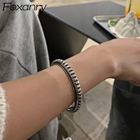 foxanry vintage punk 925 stamp brcacelet for women couples summer new trendy simple thai silver party jewelry gifts
