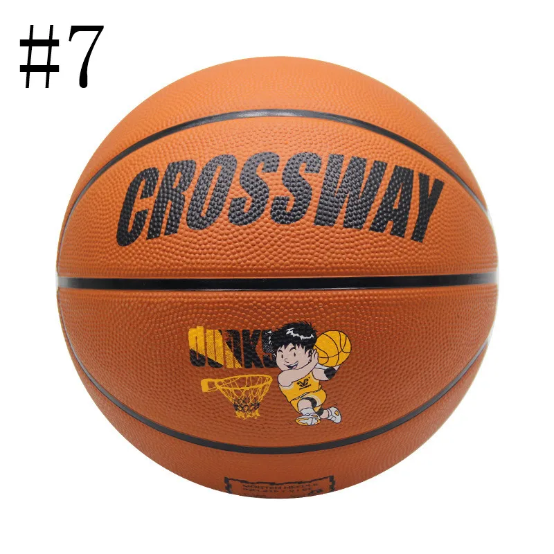 Brown No. 7 Стандартный баскетбольный мяч CROSSWAY#2#3#4#5#6#7 для взрослых и детей, молодежное украшение на бал, резиновое обучение, соревнование для помещений и улицы - Цвет: Brown No. 7