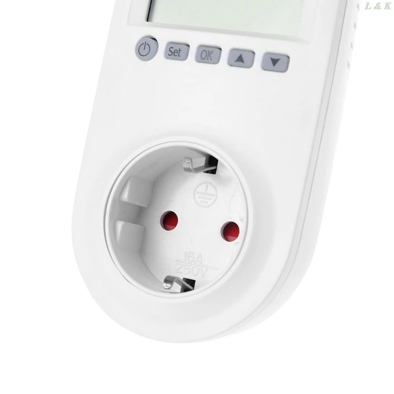 

Programmable Plug in Thermostat EU Socket 16A Electric Heating Underfloor Room Temperature Controller