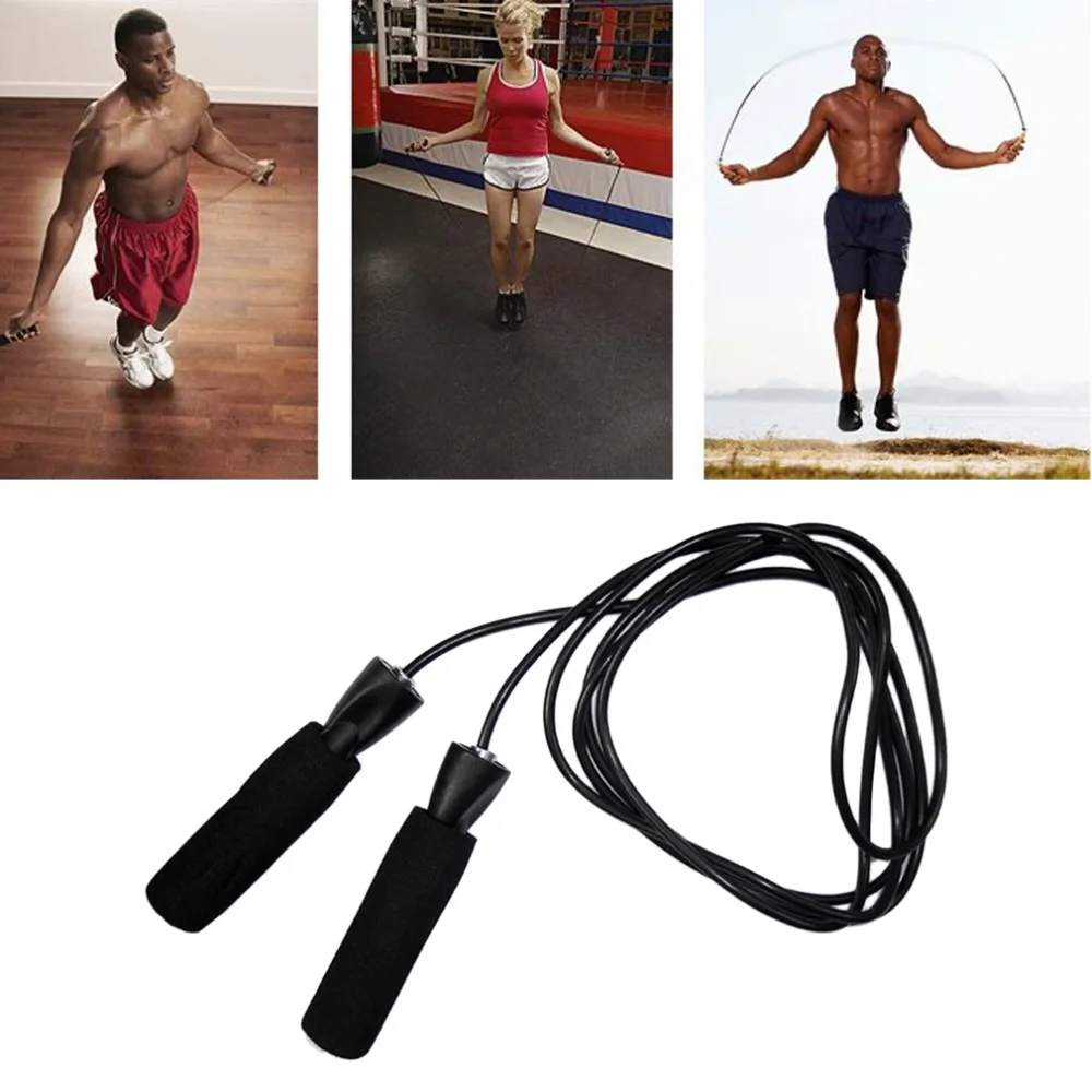 Aerobic Exercise Boxing Skipping Jump Rope Adjustable Bearing Speed Workout Fitness GYM Bodybuilding Black | Спорт и развлечения