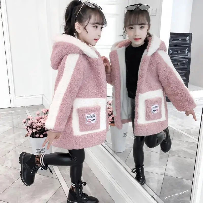 

Girls Baby's Kids Coat Jacket Outwear 2021 Charming Warm Plus Velvet Thicken Winter Autumn Buttons School Fleece Children's Clot