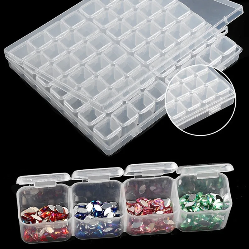 

56/168 Slot Transparent Plastic Storage Box Diamond Painting Accessories Tool Nail Art Rhinestone Bead Storage Box