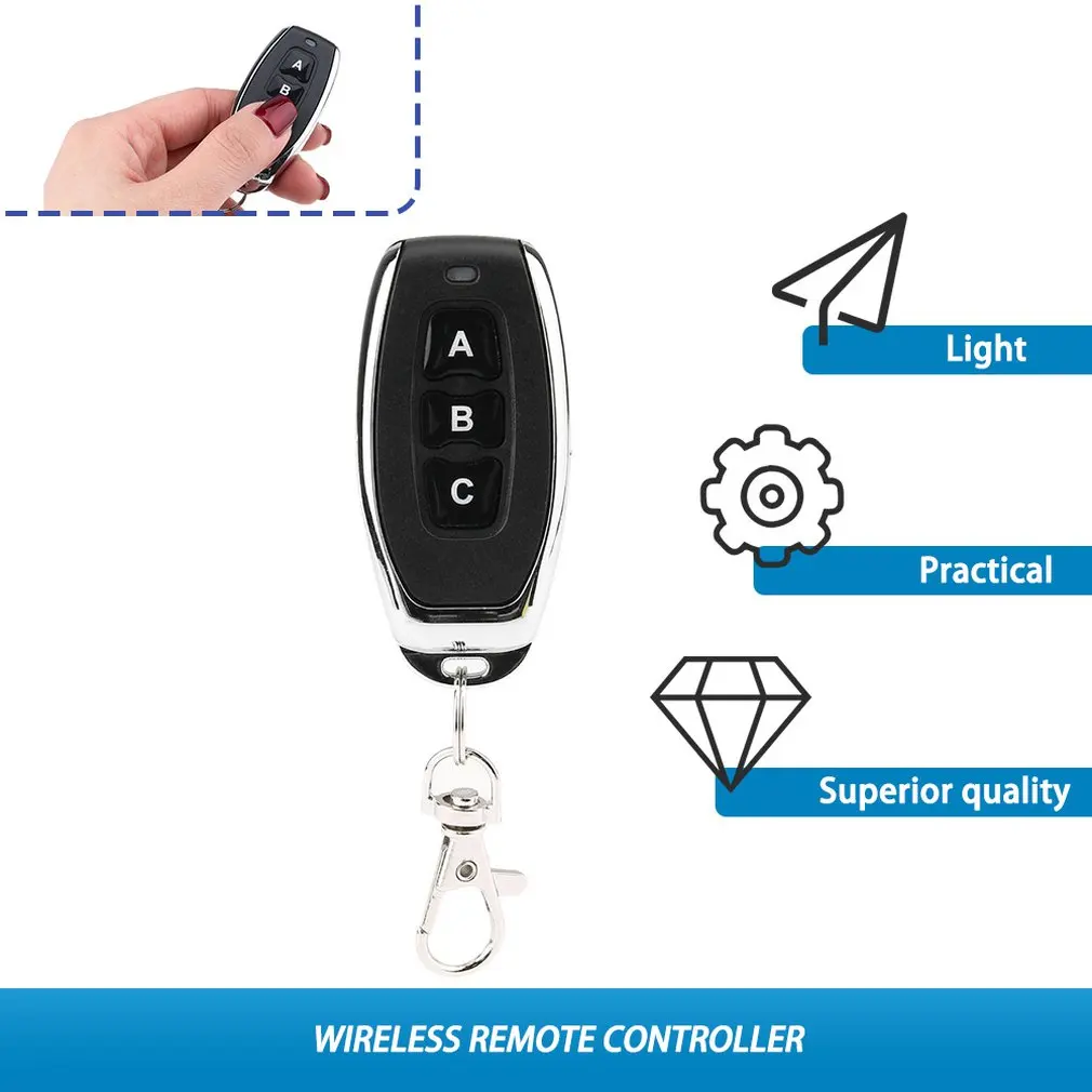 

433MHZ Universal Remote Control Key for Garage Door Electric Door Wireless Cloning Copy Key Compatible Fixed Code Learning Code