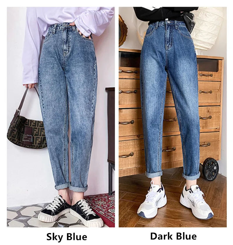 Женские винтажные джинсовые шаровары синие прямые джинсы на осень весну