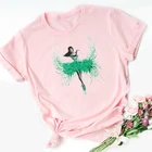 Лето 2021, Изумрудный городской танцор, художественная футболка, женский розовый милый топ, балетка, девочка, принт, друзья, подарок на день рождения, европейский размер