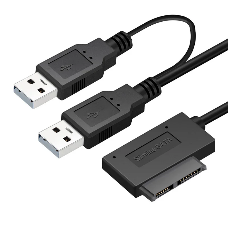 Тонкий кабель SATA USB2.0 для 6 + 7 13pin с внешним источником питания ноутбука CD-ROM DVD-ROM |