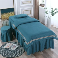 high quality luxury euopean style beauty salon bedding sets cotton linen massage spa bedskirt dulvet cover with insert colchas
