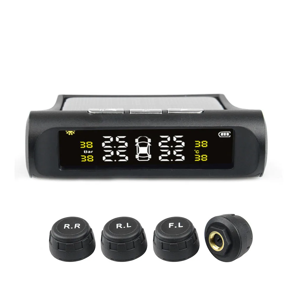 

Real-time Wireless Car Tire Pressure Monitoring System Solar External Internal Universal TPMS HD Digital LCD Display Auto Alarms