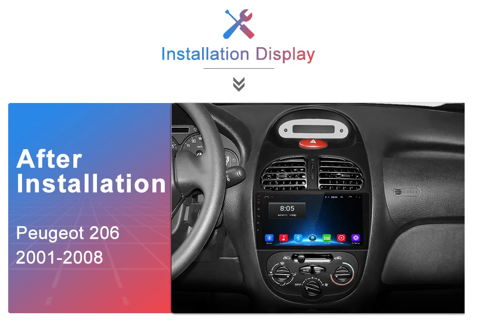 AWESAFE для peugeot 206 2001 2002 2003 2004-2008 Автомобиль Радио Мультимедийный видеоплеер gps без 2din 2 din Android 8,1 2 ГБ+ 32 ГБ