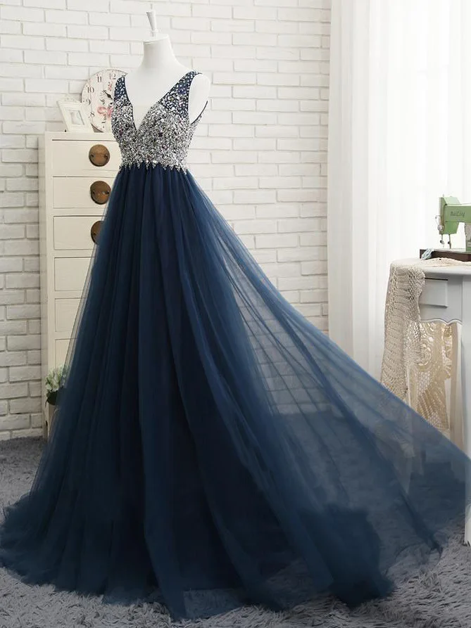 

Sequins Beading Long Evening Dresses V-Neck Prom Gown Formal Women Dress Robe De Soiree For Robe Soiree And Wedding Party