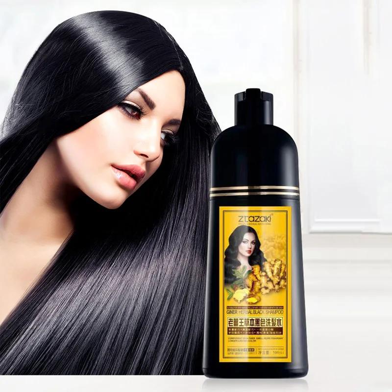 

Black Hair Dye Using Organic Natural Ginger Essence Fast Gray Hair Dye Cover Gray Hair Dye Permanent Black Color Shampoo