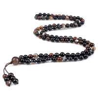 high quality natural stripe onyx stone beads necklace bracelet men 108 mala smooth striped agates bracelet charm women jewelry
