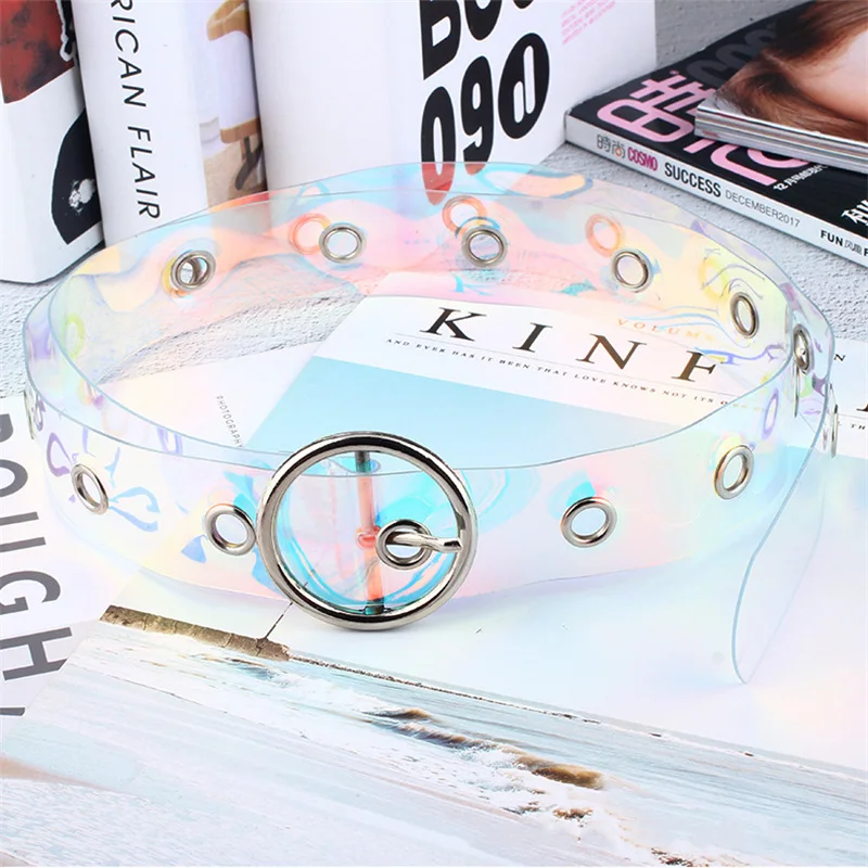 

JXQBSYDK 3 Styles Pin Buckle Colorless Women Belts Fashion Personality Joker Resin Plastic Transparent Belts