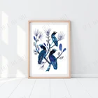 Сине-Белая стена Какаду Hamptons искусство Audubon Вдохновленный австралийским художником растительный принт птиц