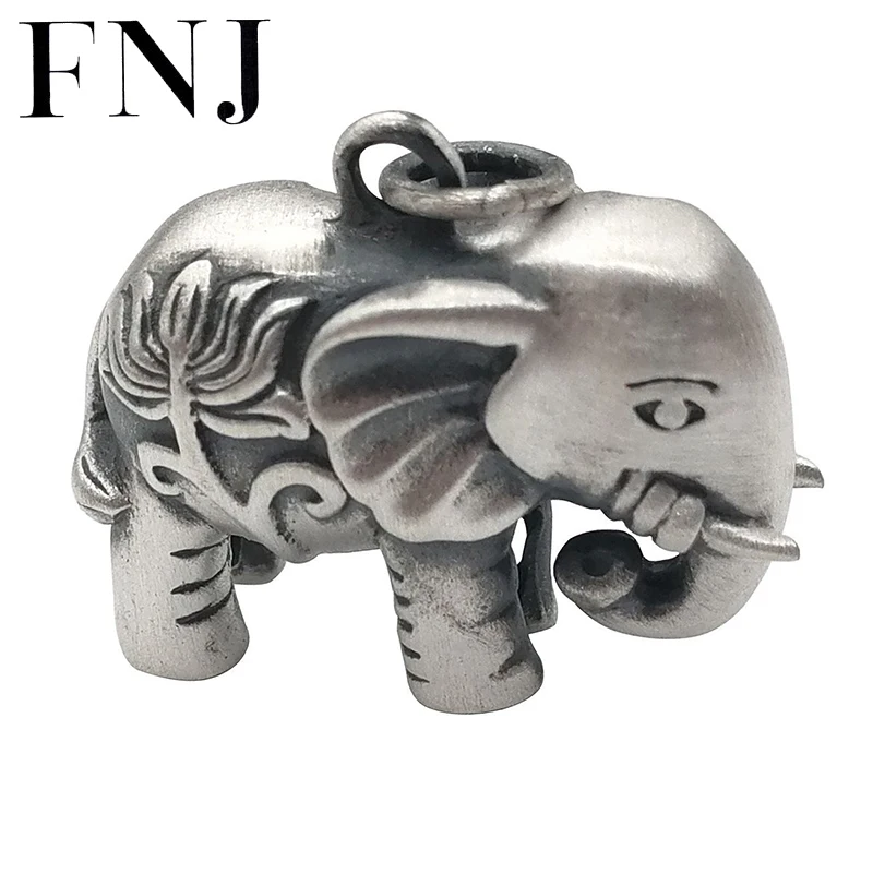Кулон FNJ в виде слона из серебра 925 пробы модный кулон цветка животного 100% чистого