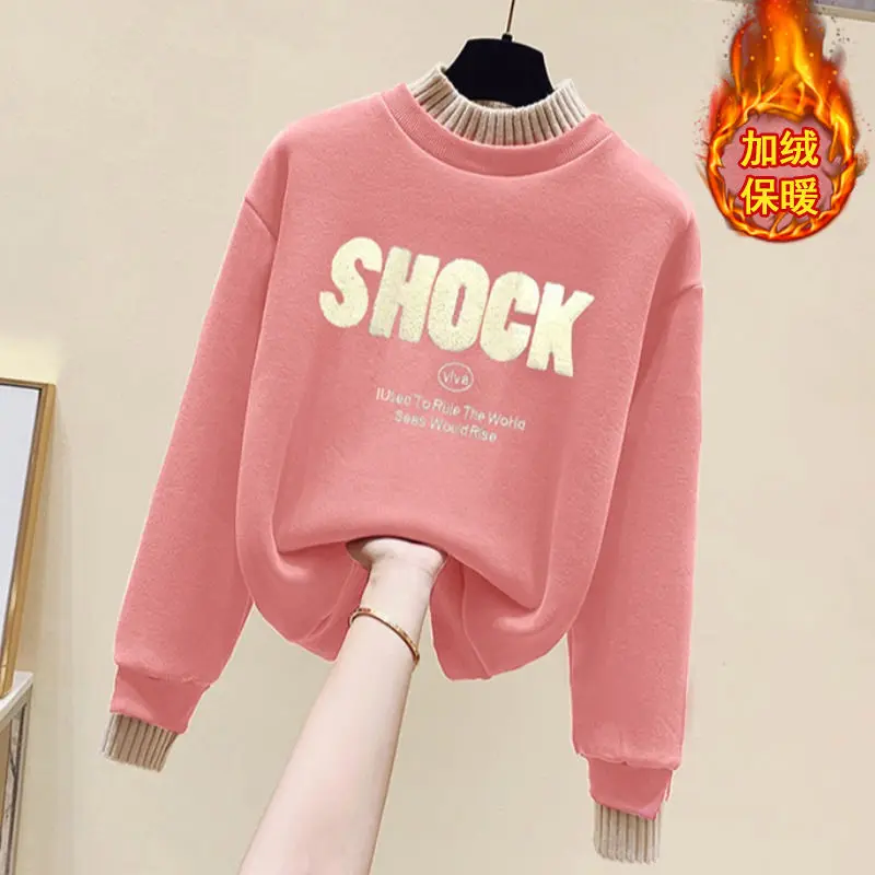 

Solid Oversized Hoodies Women Clothing Polyester Blouses Bottoming Long Sleeve Tops Loose Pocket Sweatshirt Girl Casual Pullover