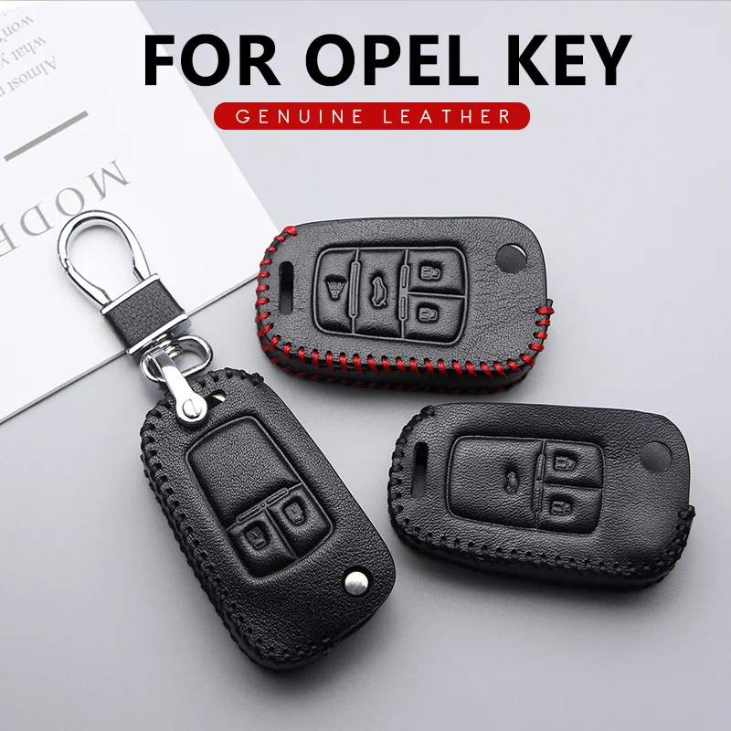 Genuine Leather Car Key Case Cover For Opel Mokka Corsa Insignia Astra H GTC J K G Corsa E D Antara Keyring Keychain Accessories