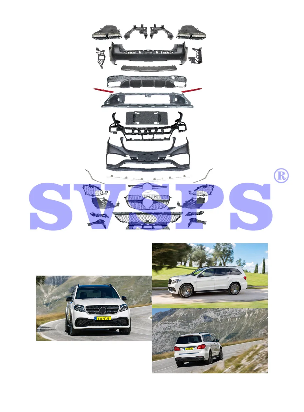 

Черный жемчуг высокое качество тела комплект для Mercedes-Benz X166 GLS500 GLS63 AMG стиль Передний Задний бампер выхлопные трубы 2016-2018 год