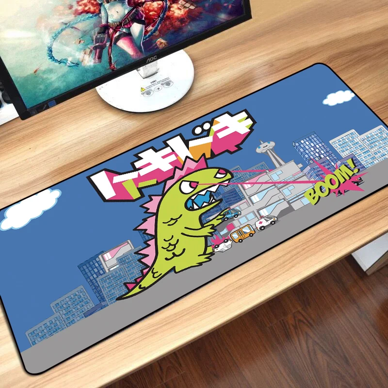 anime gaming mouse pad 900x400mm large cute dinosaur natural rubber computer mousepad with locking edge desktop mat for laptop free global shipping