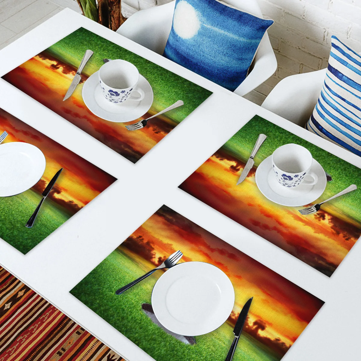 Спортивная подстилка для гольфа зеленая трава коврик обеденного стола набор