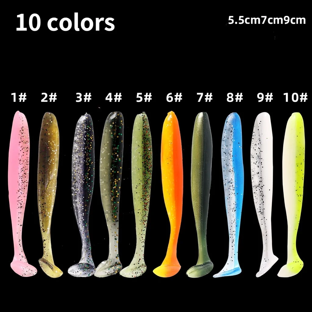 

20pcs/lot Two-color T-tail Fish Lure Soft Bait 5.5cm/7cm/9cm