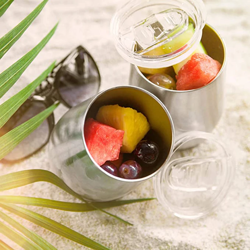 12 унций яйцевидной формы Нержавеющая сталь винный стакан с крышкой двойными