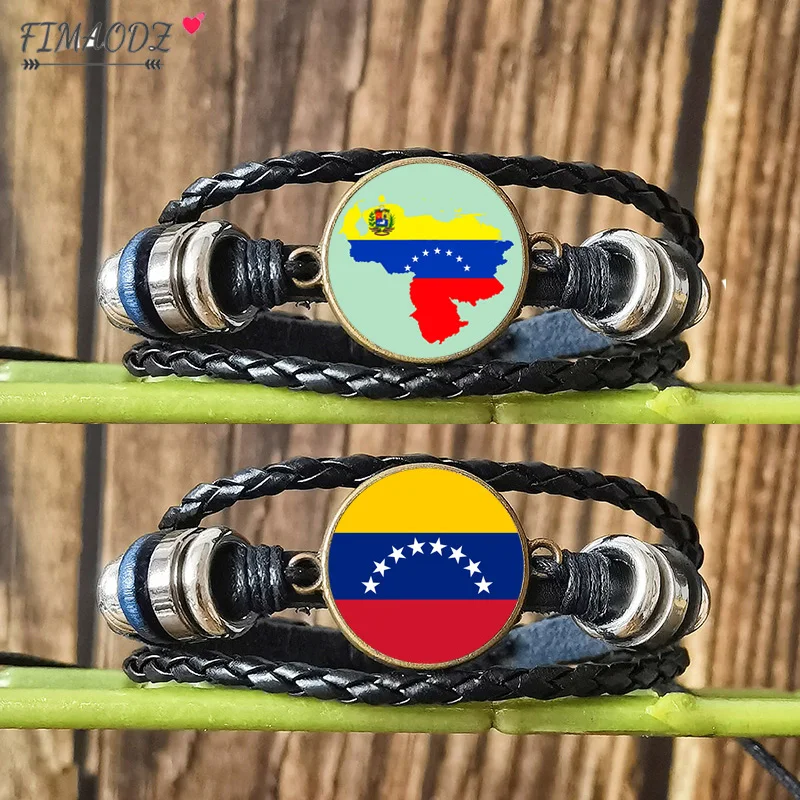 Кожаные браслеты FIMAODZ с эмблемой Испании стеклянная кнопка ручная работа |