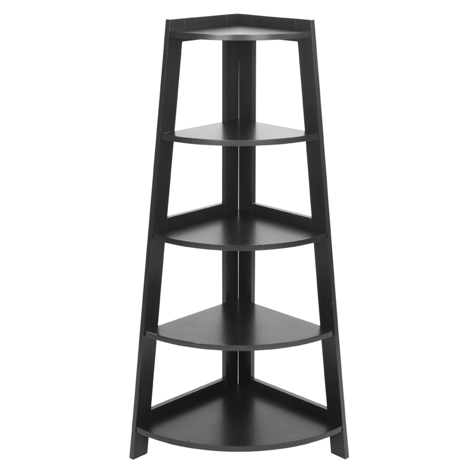 

BUYTOO 5 Tier Corner Shelf Stand Wood Display Storage Home Furniture Black