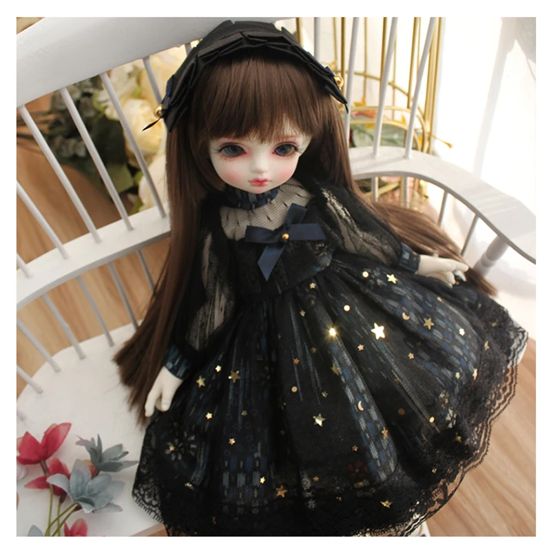 1/6 1/4 1/3 BJD платье + украшение для волос черное со звездами YOSD MSD Blyth куклы аксессуары