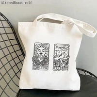 women shopper bag sun and moon tarot printed kawaii bag harajuku shopping canvas shopper bag girl handbag tote shoulder lady bag