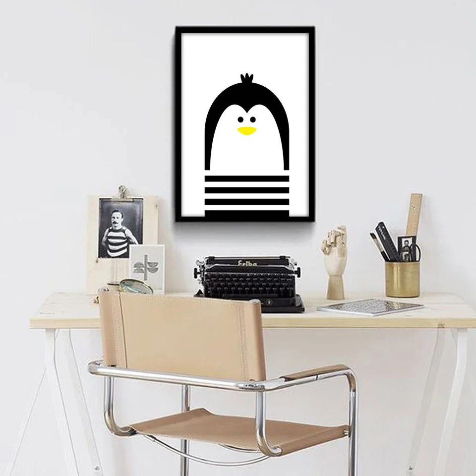 Canvas Painting Nordic Style Cartoon Giraffe Penguin Hd Prints Home Decor Wall Art Modular Simple Pictures Poster For Kids Room | Дом и сад