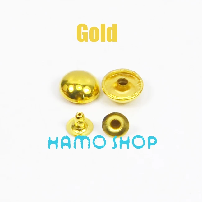Round Gold 100 шт, все размеры, Стильные Заклепки с шипами, пятна, голова гвоздика, панк-рок, сделай сам, кожа, ремесло, для одежды, сумки, обуви, части, украшения - Цвет: Round Gold