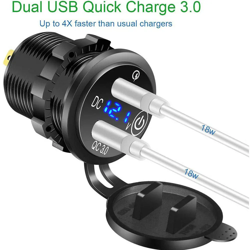 Автомобильное зарядное устройство USB 12V LED дисплей автомобиля прикуривателя Dual