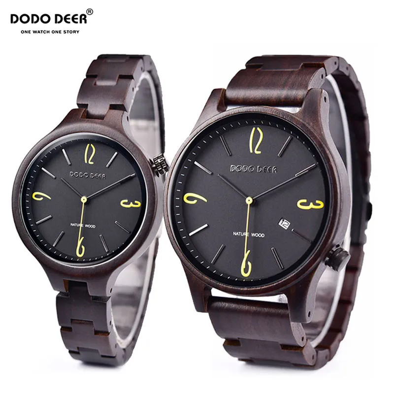 

DODO DEER Men's Women Wood Watches Fashion Brand Calendar Unique Couple Wristwatch Gift for Him Dropshipping amante relógios