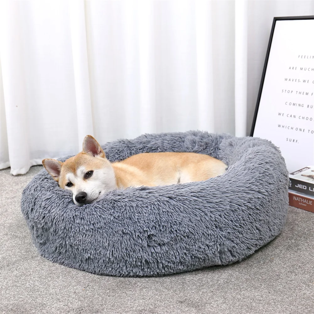 Detachable Machine Wash Donut Cuddler Round Donut Cat and Dog Cushion Bed Warming and Comfortable Sofa Kennel For Dog Cats Puppy