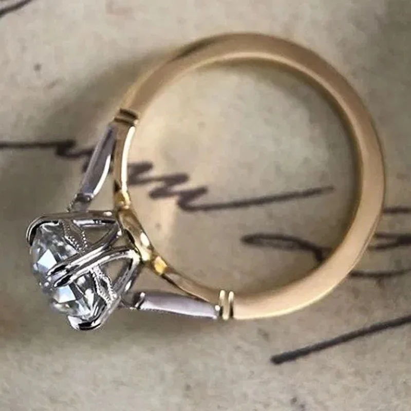 Кольца Huitan с кубическим цирконием для женщин, свадебное обручальное кольцо, элегантные аксессуары, новые модные двухцветные ювелирные изделия