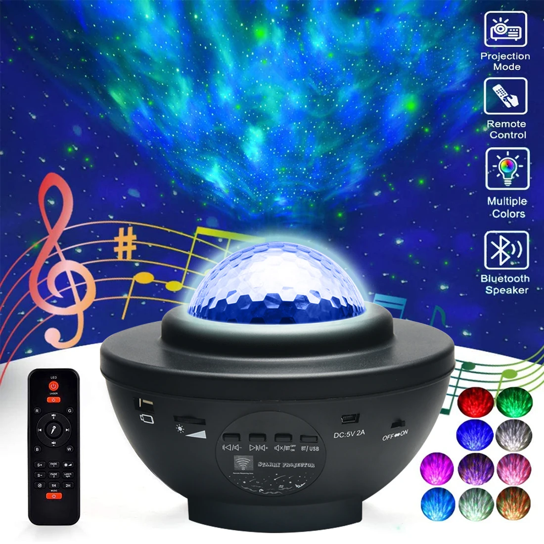 

Светодиодный Звездный проектор ночной Светильник галактика Звездная Ночная лампа с музыкальным динамиком дистанционное управление для де...