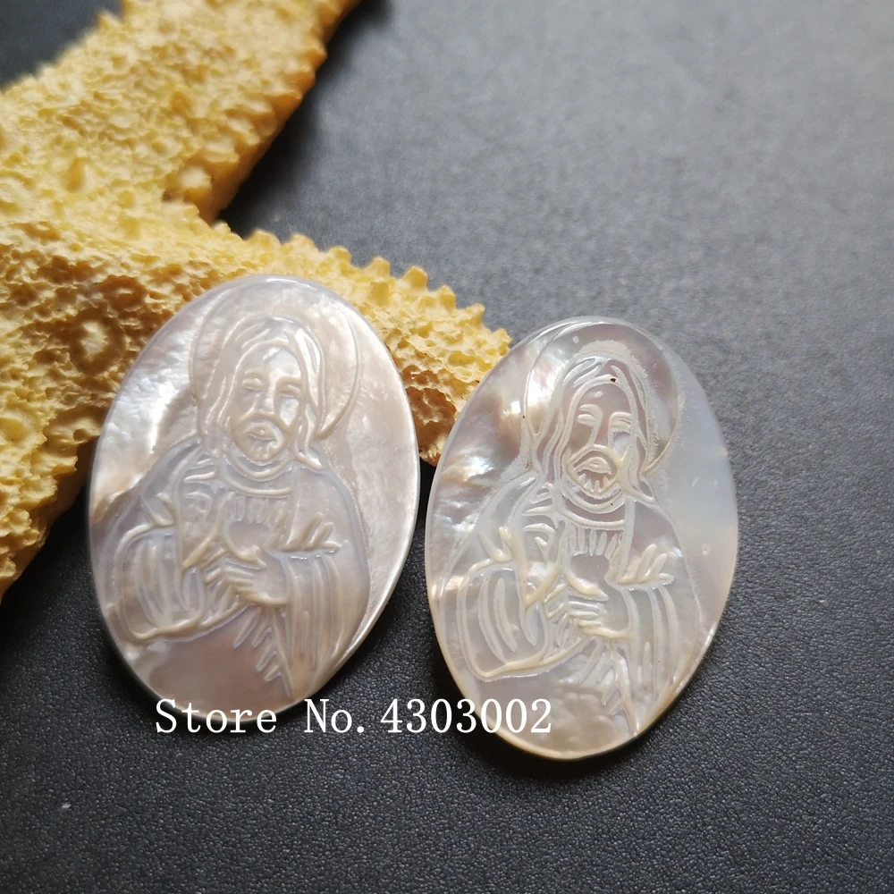 Шт./Лот 18x25 мм натуральное овальное Священное Сердце Иисуса Перламутровые Бусины