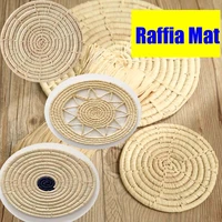 real natural raffia material mat pure handmade weaving milk coffee cup bowl insulation pad home kitchen food anti slip mat decor