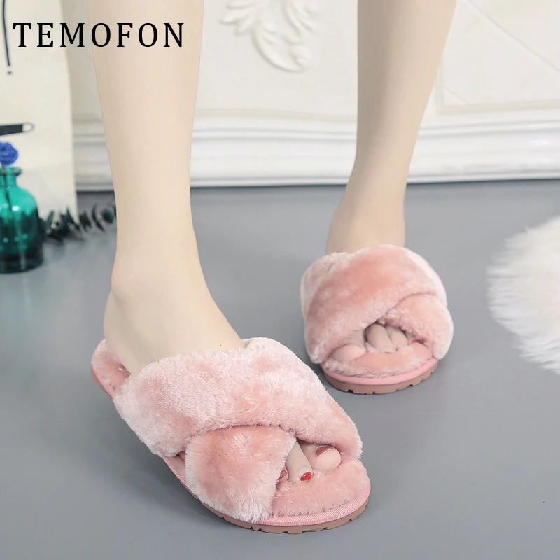 TEMOFON/пушистые тапочки Женские теплые домашние Сезон осень зима нескользящие