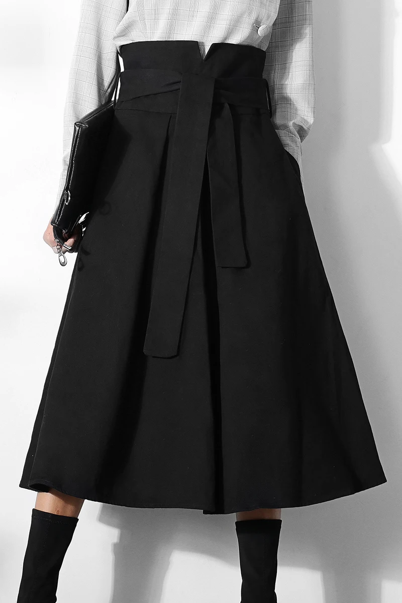 

Retro Vintage 2021 black Maxi Skirts High Waist Casual Pleated Female skirts wholesale