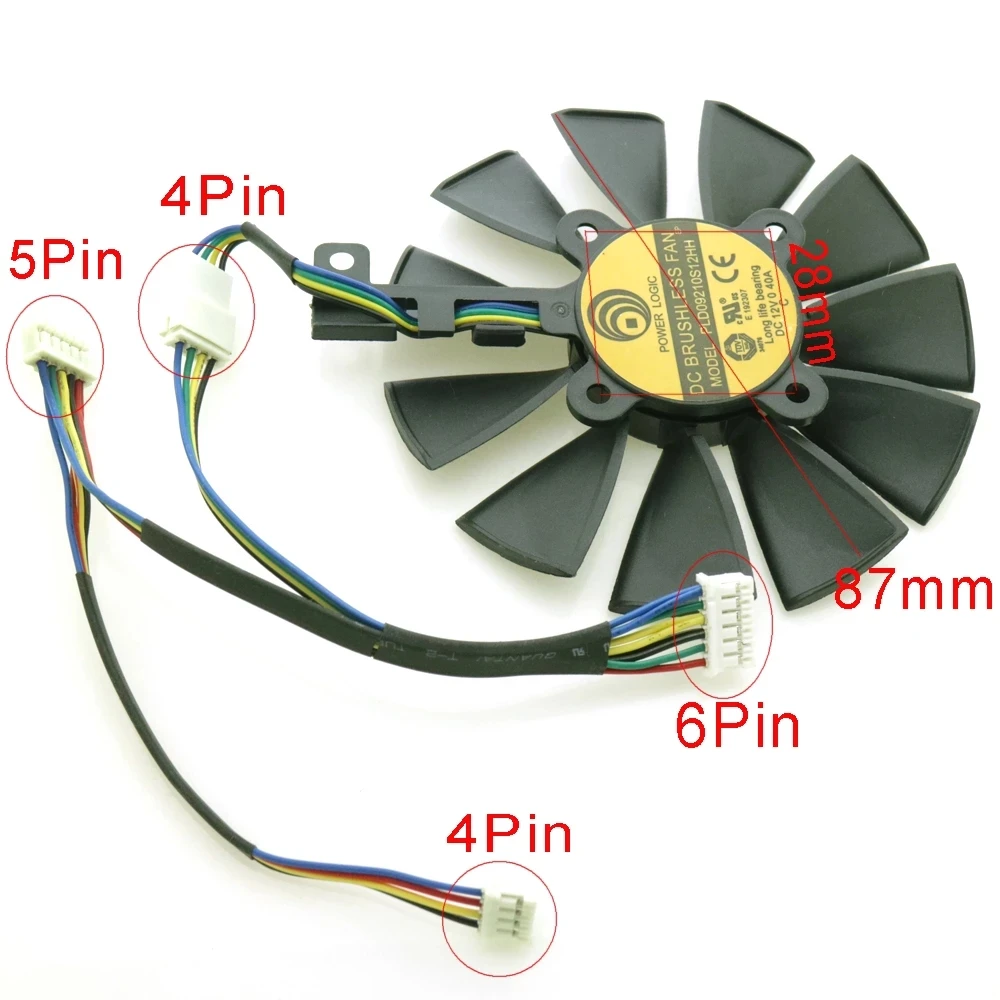Игровой вентилятор для видеокарты PLD09210S12HH PLD09210S12M 87 мм VGA охлаждающий ASUS RX 580 / RX590 ROG
