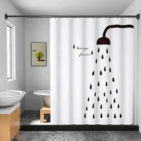 modern shower curtain waterproof mildew proof bathroom curtains with hooks white letter printed bathtub screens bathroom decor