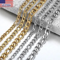davieslee579mm necklace for men women gold color stainless steel figaro link chain choker male accessories wholese knm177us