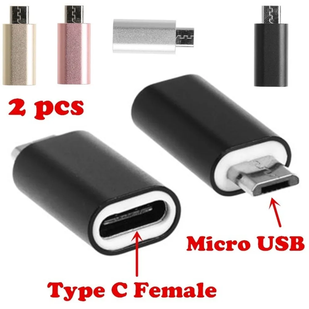 2 шт. USB C Type гнездовой к Micro Мужской адаптер для передачи данных Конвертер Разъем