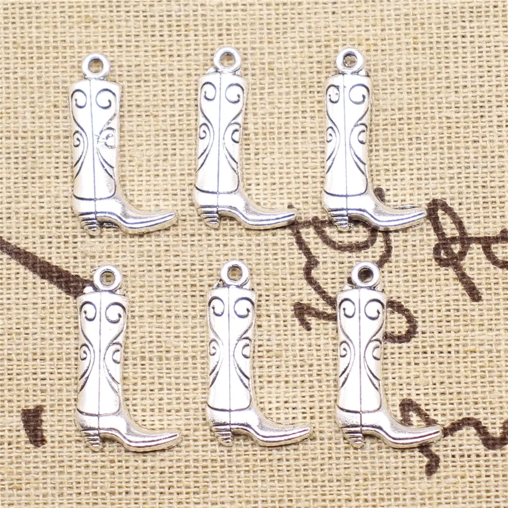 

Charm For Making Jewelry Pendants Antique Silver Color Boots 23x13mm 20pcs